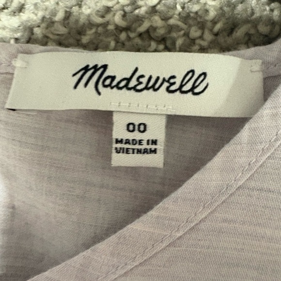 Madewell Ruffle Shoulder Mini Dress Lavender Heather Botanical Size 00 - Picture 7 of 7